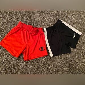 Boys Nike & Champion shorts. Red 24m Black 2T
